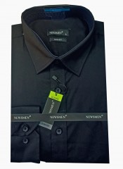                          Newsmen elastisches schmales Hemd - Schwarz Einfarbige Hemden