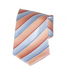Classic Premium Krawatte - Lachs-blau gestreift Karierte Krawatten