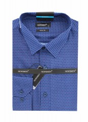                            NM Slim Langarmhemd - Blau gemustert Langarmhemden