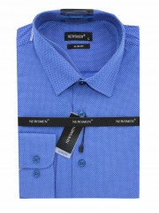                             NM 80% Baumwolle Slim Langarmhemd - Blau gepunktet Langarmhemden