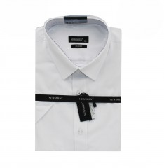               Newsmen 80% Baumwolle Slim Kurzarmhemd - Weiß Einfarbige Hemden