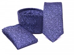       Rossini Slim Krawatte Set - Blau geblümt Gemusterte Krawatten